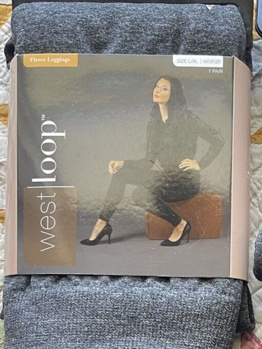 4 PACK Womens West Loop Fleece Lined Leggings L/XL HEATHER GREY NEW